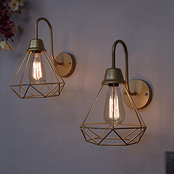 Vintage Industrial Geometric Wall Light | Set of 2