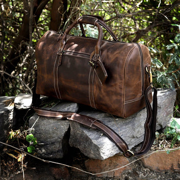 Handcrafted Full-Grain Buffalo Leather Duffel Bag