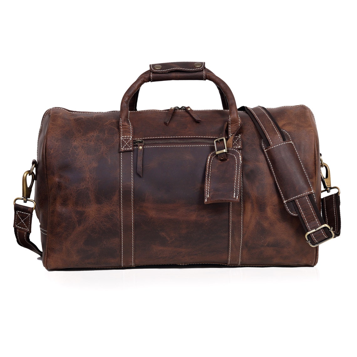 Handcrafted Full-Grain Buffalo Leather Duffel Bag