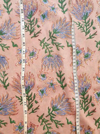 Hand Block Printed Cotton Fabric - Floral Design