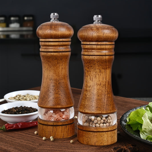 Premium 2-Pack Wooden Pepper Grinder Set