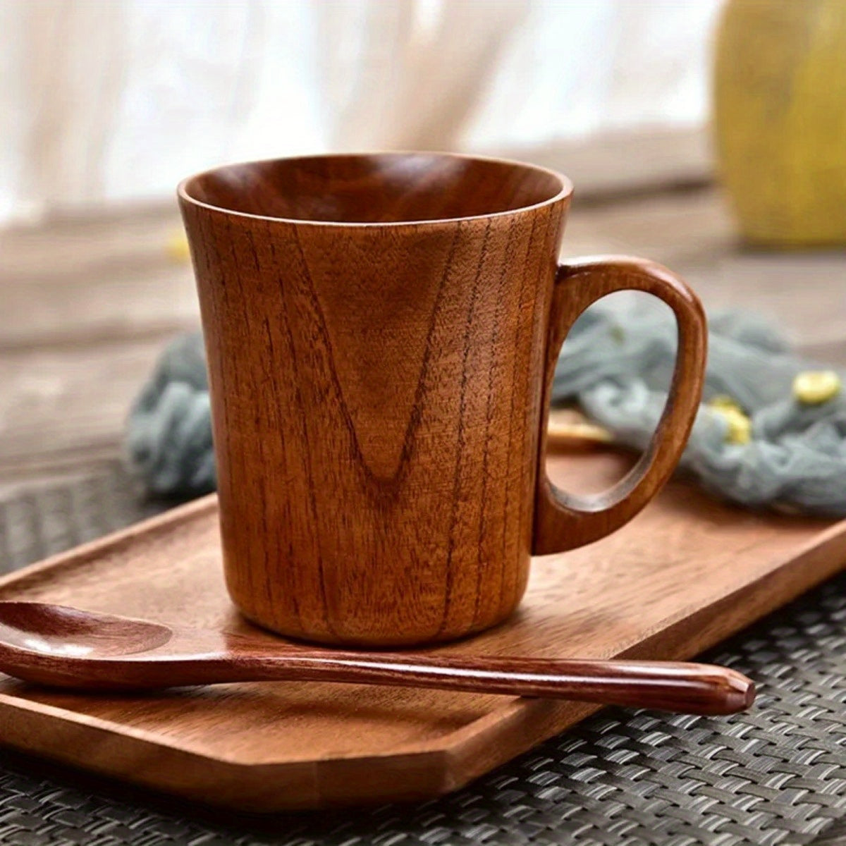 2 Pieces Versatile Jujube Wood Mug - Heat Resistant, Stylish Drinkware for Tea, Coffee & Beer