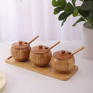 Handcrafted Wooden Container Set with Tray