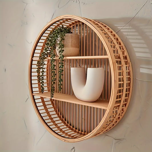 Artify Artisan Round Wooden Shelf | Versatile For Home & Office Use