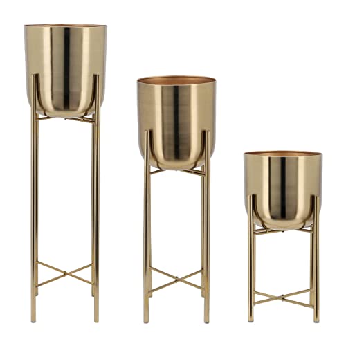 Premium Metal Floor Plant Pot Set of 3 (GOLD)