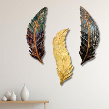 Handmade Metal Leaf Set of 3 Wall Art Decorations