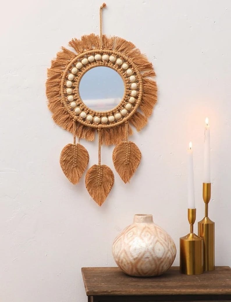 Bohemian Macrame Leaf Mirror by Artify Artisan